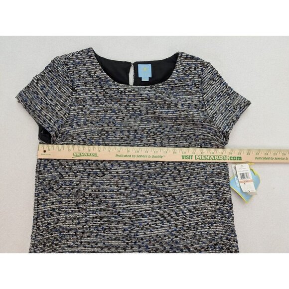 Cece Women's Dress Size 12P Woven Shift Mini Short Sleeve Metallic Shimmer - Picture 7 of 14